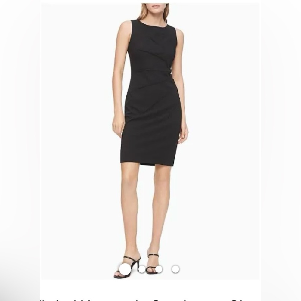 Calvin Klein Side Burst Round Neck Sleeveless Black dress